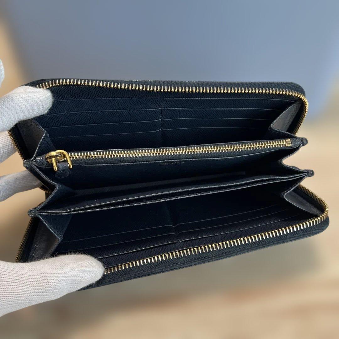 【美品】※限定色PRADA プラダ サフィアーノ 長財布 ラウンドジップ バルト