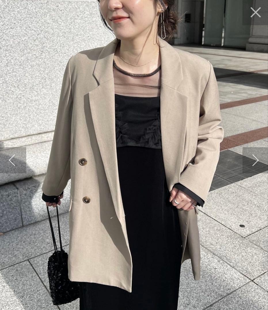 CAPRICIEUX LE'MAGE チュールフリルベロアワンピース　ブラック