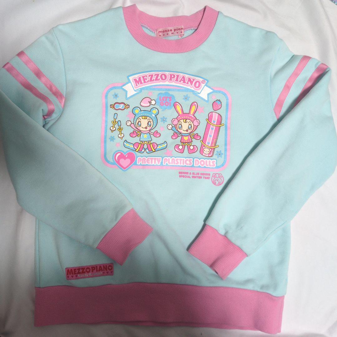 メゾピアノ　平成レトロ　Y2Kトレーナー　М　ベリエちゃん　水色　ピンク