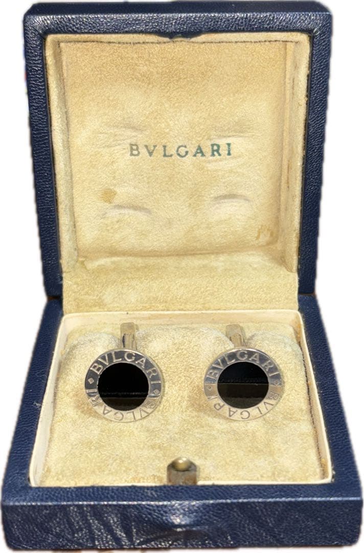BVLGARI ブラック カフリンクス 専用ケース付き