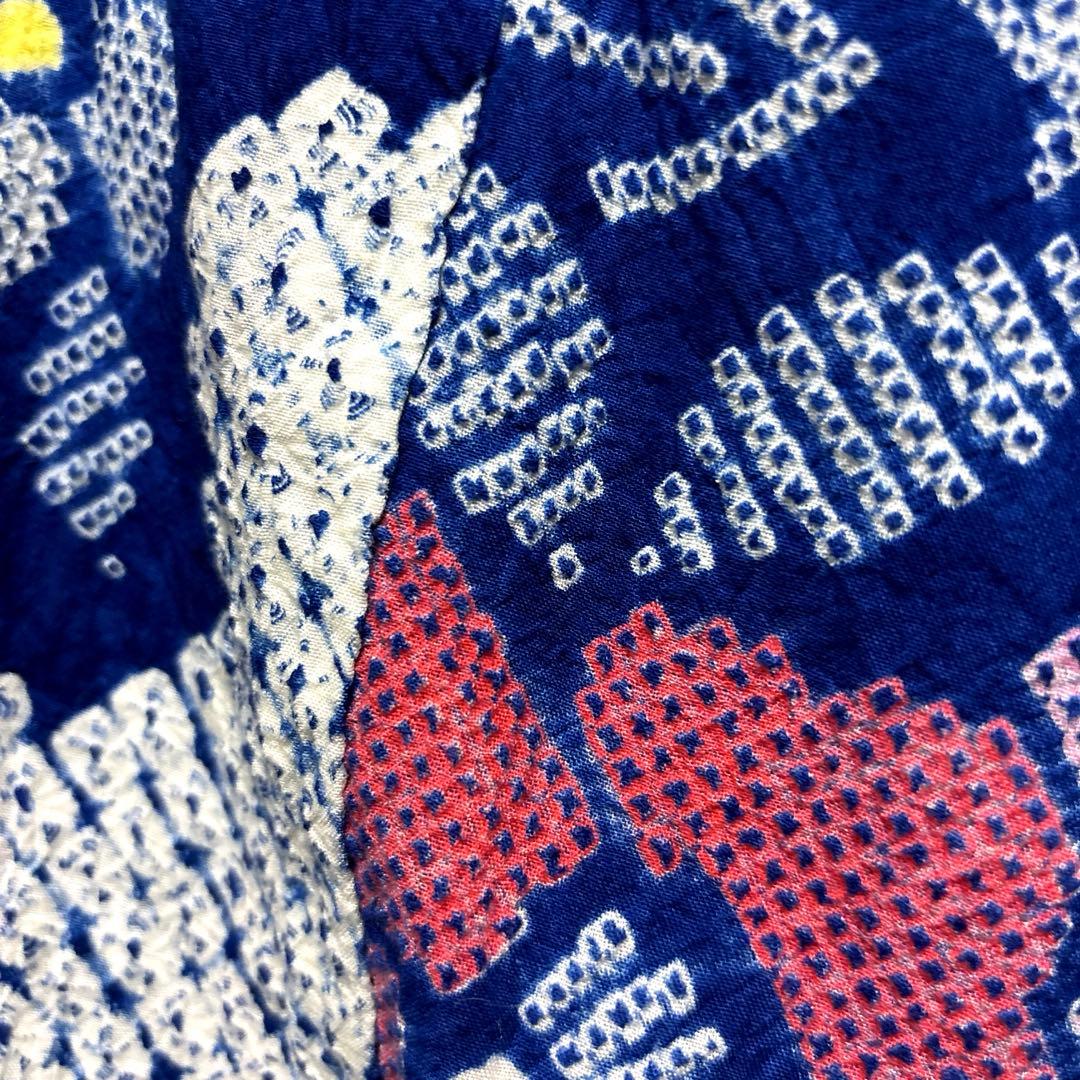 紺碧 有松鳴海絞り浴衣フルセット5点 美品 高級感◎ 裄丈長め　裄73 ゆったり