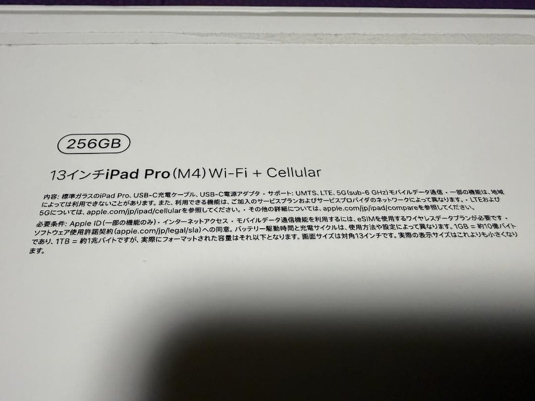 美品 Apple iPad Pro 256㎇ M4 Cellular 13インチ