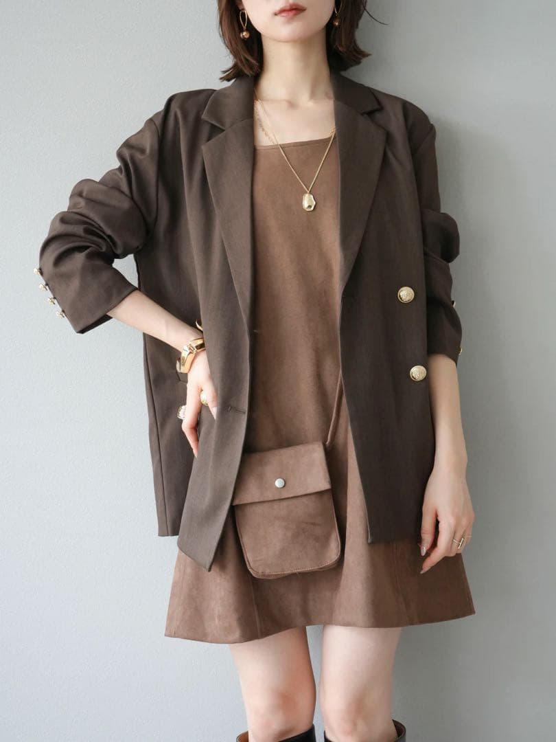 Lumier テーラードジャケットショルダーポーチ付ミニワンピース