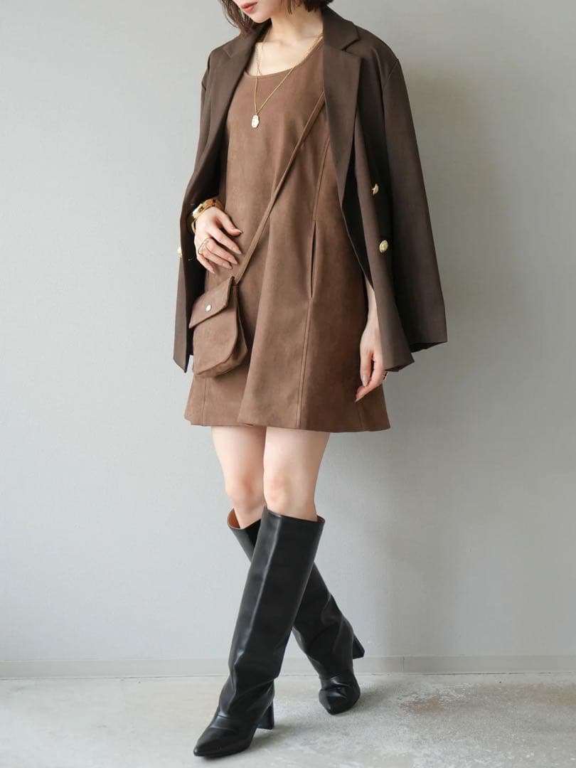 Lumier テーラードジャケットショルダーポーチ付ミニワンピース