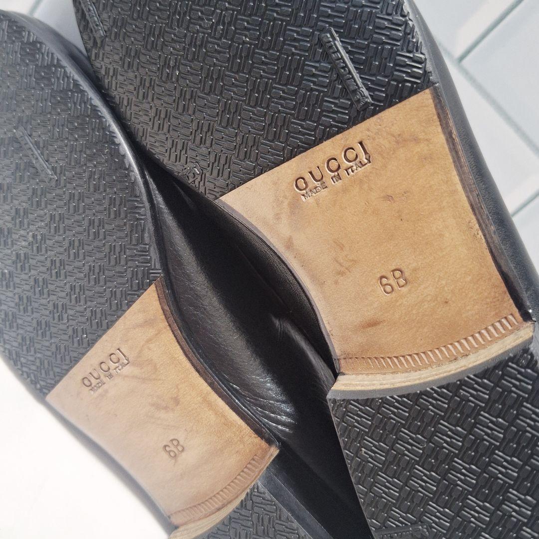 GUCCI グッチ ローファー 23 ホースビット ゴールド レザー ブラック