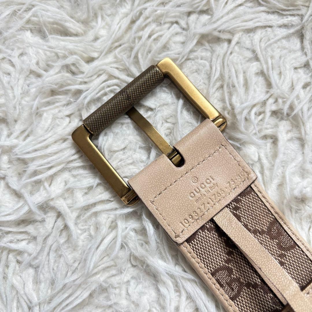美品　グッチ GUCCI ベルト GGキャンパス 109327 ゴールド金具