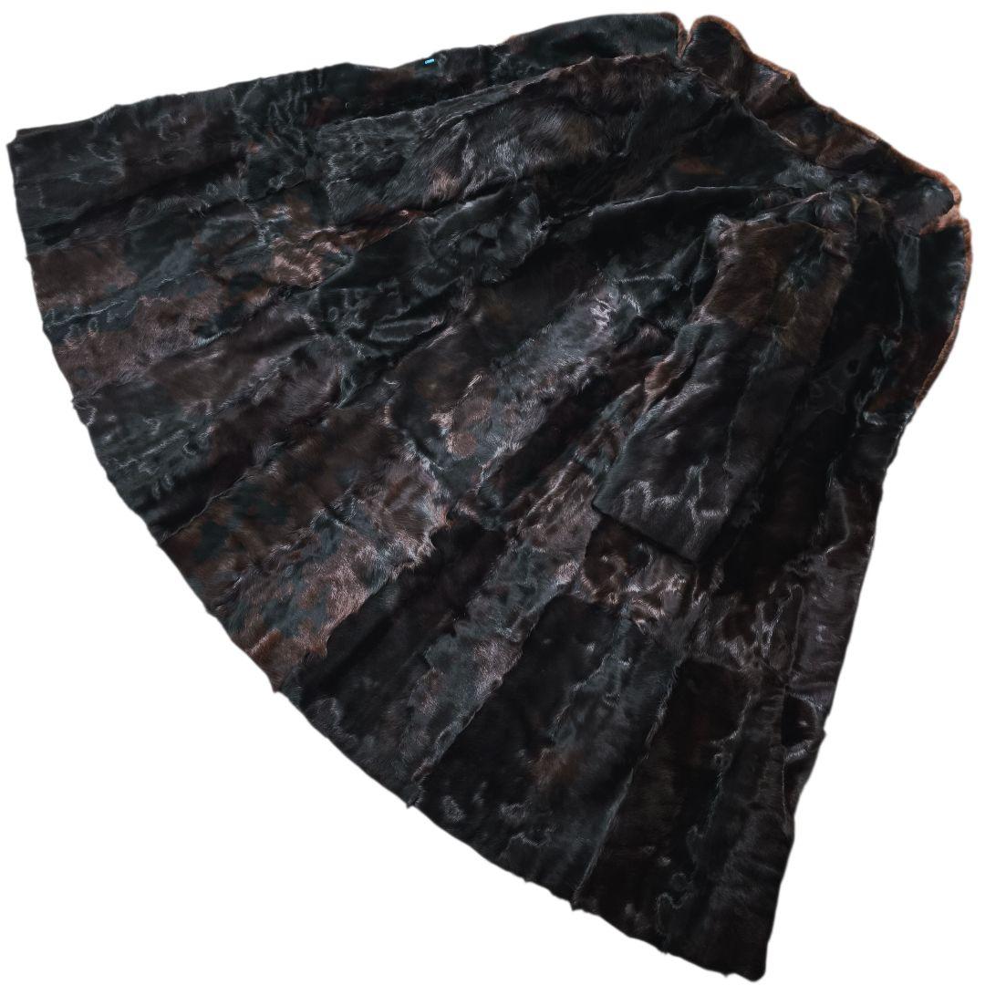 【美品 高級◎】総丈105 毛皮 ロング ファーコート 女優襟 極暖 XL