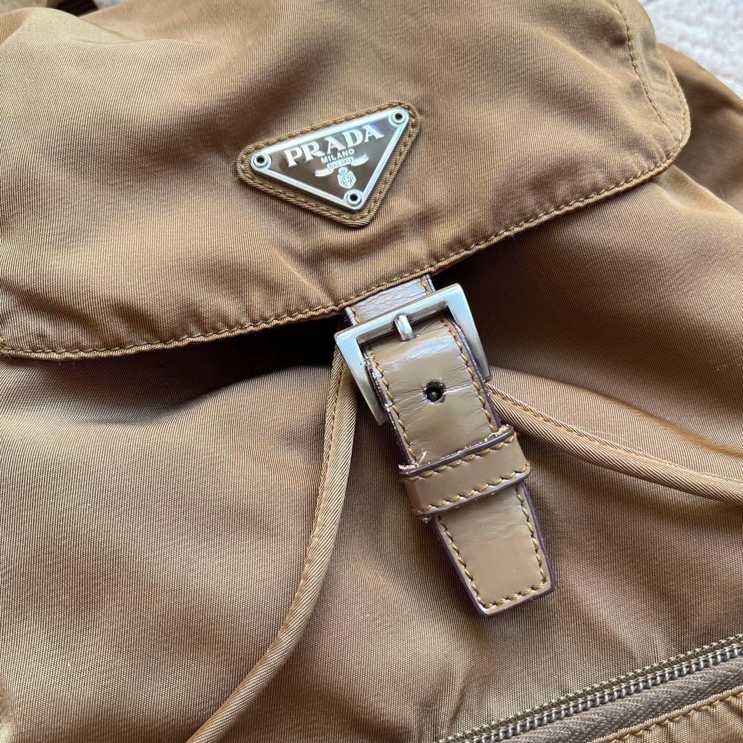 PRADA リュック バックパック 三角ロゴ ブラウン ナイロン レザー