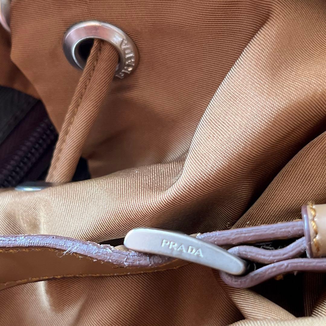 PRADA リュック バックパック 三角ロゴ ブラウン ナイロン レザー