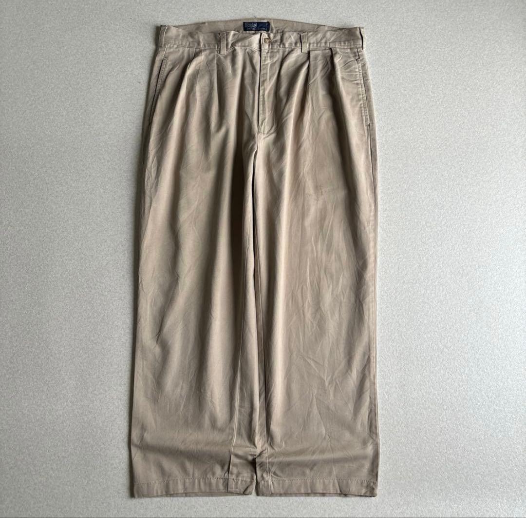 (古着)90〜00s polo ralph lauren ワイドチノ パンツ