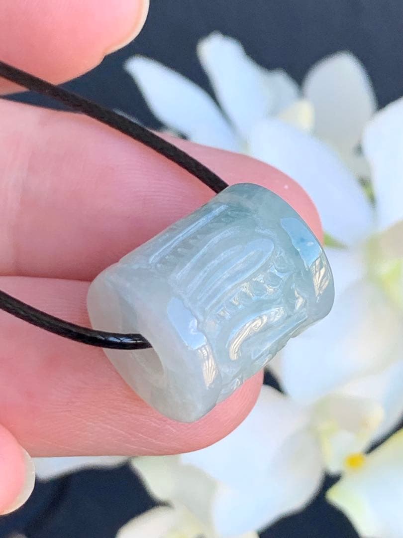 ☘本翡翠　氷種❄️六字真言　ルース⭐️路路通⭐️ネックレス　新品　0154