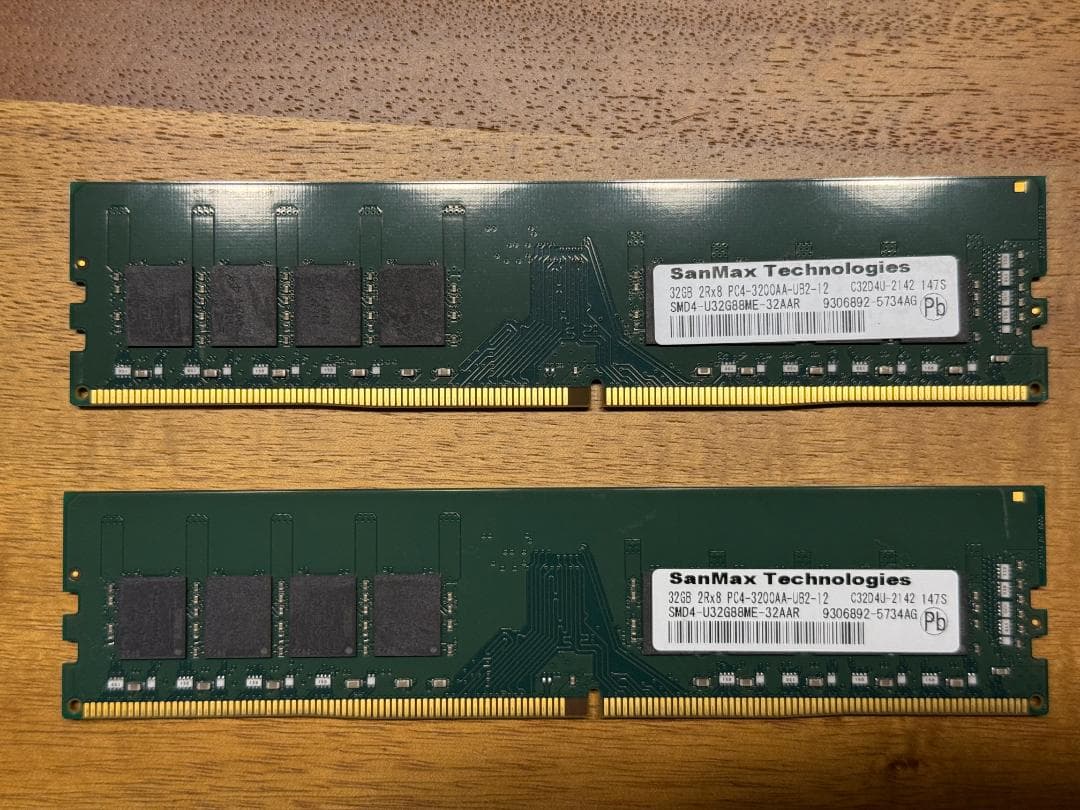 SanMax DDR4-3200 32GB×2枚 ジャンク 動作確認済み