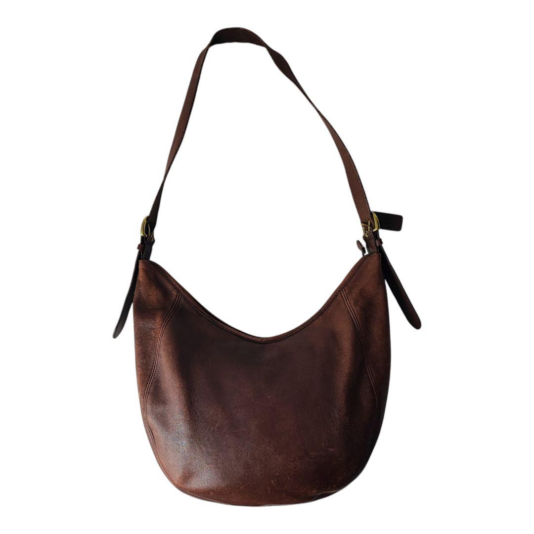 USA製OLD COACHハーフムーンワンショルダーバッグブラウン本革メンズ可