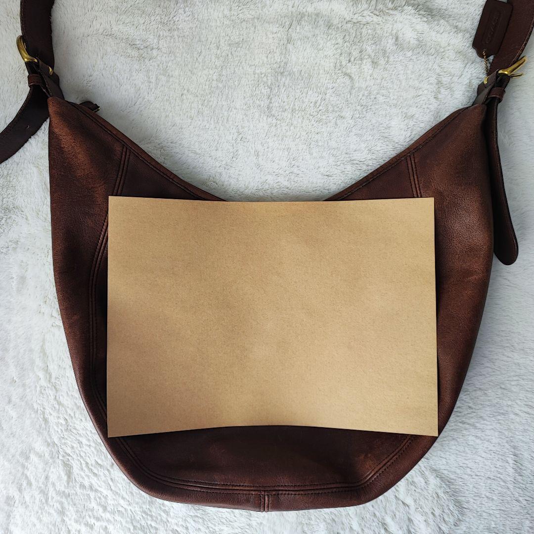 USA製OLD COACHハーフムーンワンショルダーバッグブラウン本革メンズ可
