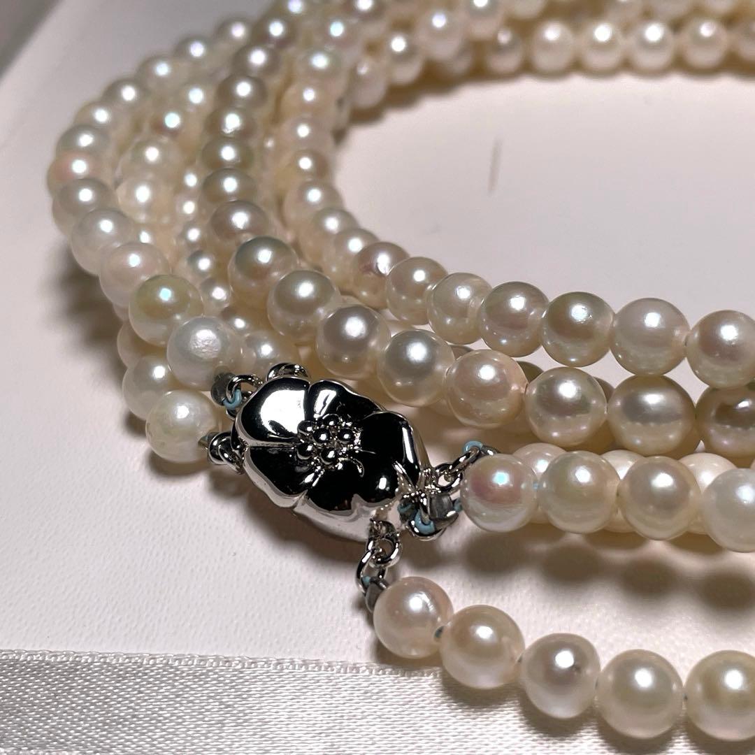 白珠ベビー 3連 あこや真珠 ネックレス アコヤ 5.0〜5.5㎜ O595