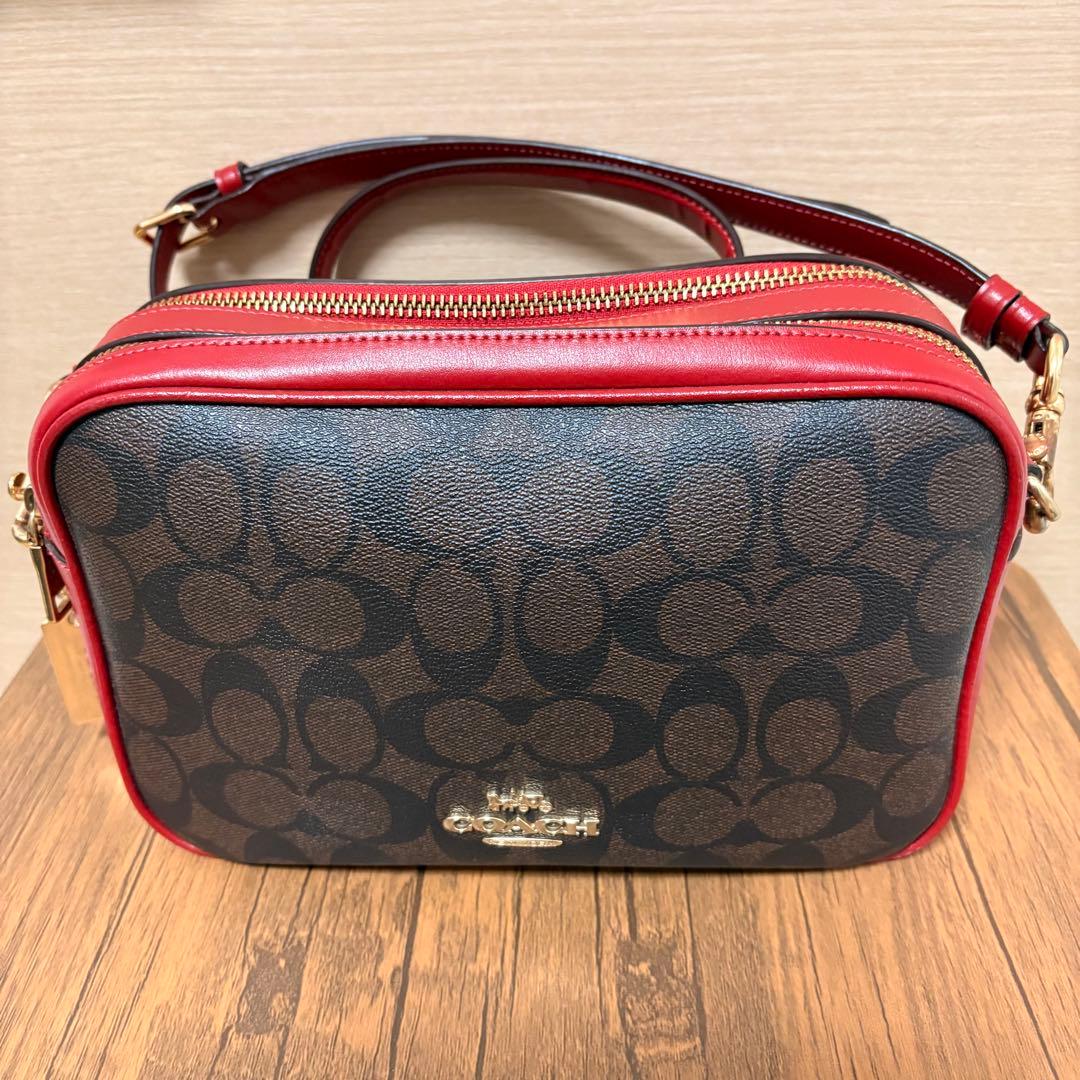Coach ショルダーバッグ 中型 ブラウン/レッド