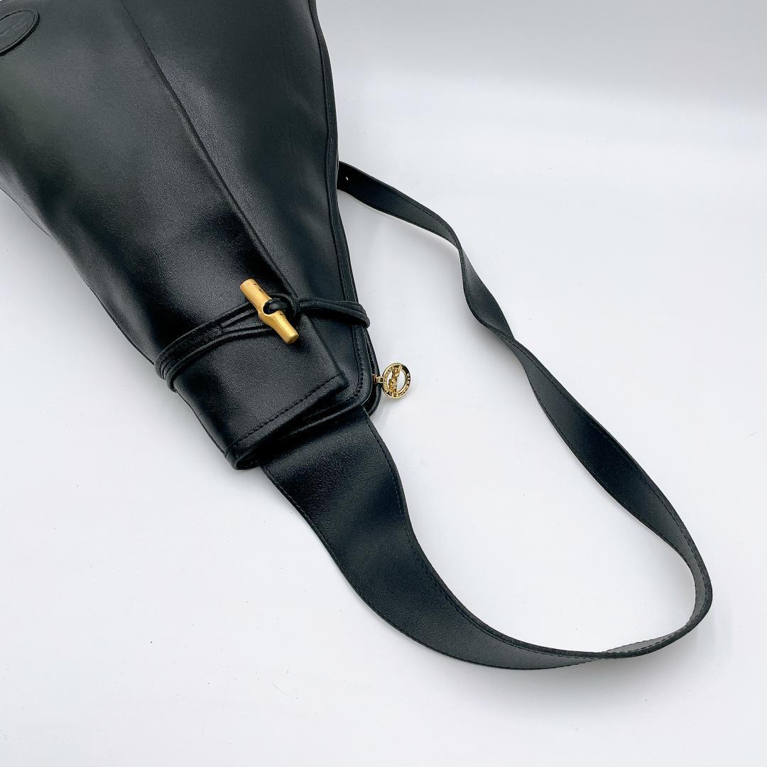 良品 Longchamp ワンショルダーバッグ ボディバッグ　黒 f404