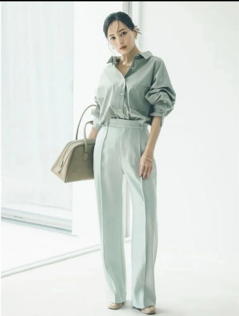 新品 2025SS anuans アニュアンス ダブルサテンストレートパンツ