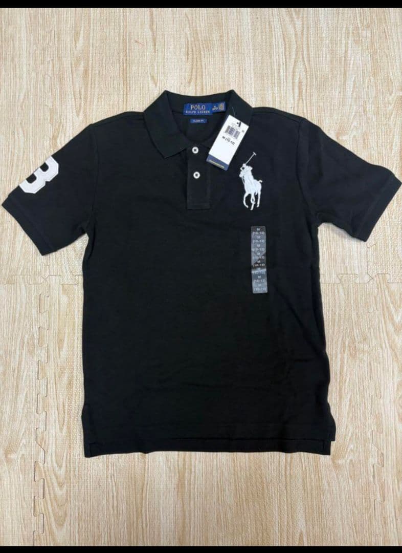 POLO RALPH LAUREN ブラックポロシャツ M (10-12)