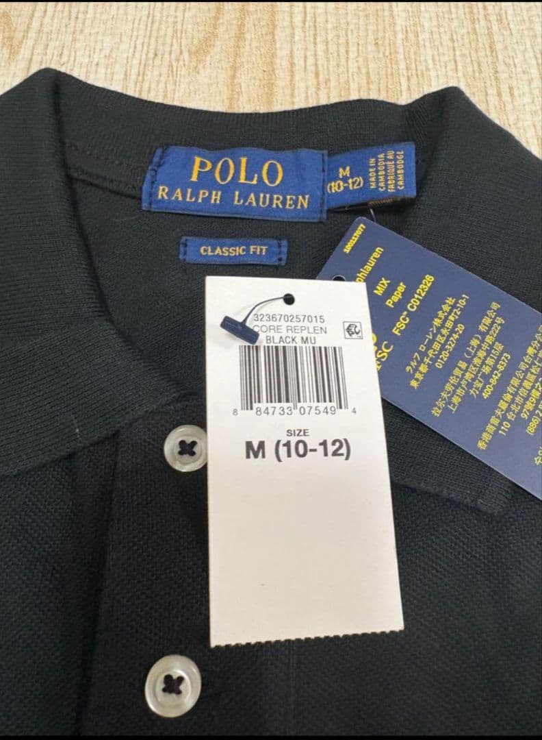 POLO RALPH LAUREN ブラックポロシャツ M (10-12)