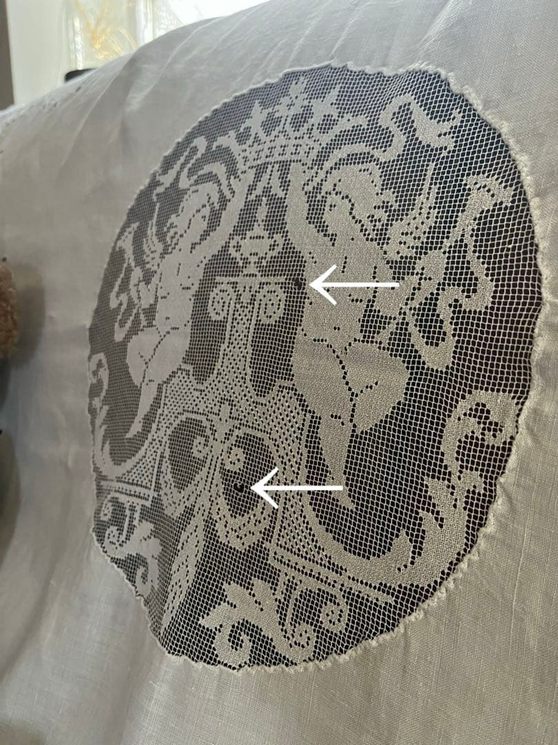 ◆フランスアンティーク｜手刺繍希少天使レースマルチクロステーブルエンジェル正方形