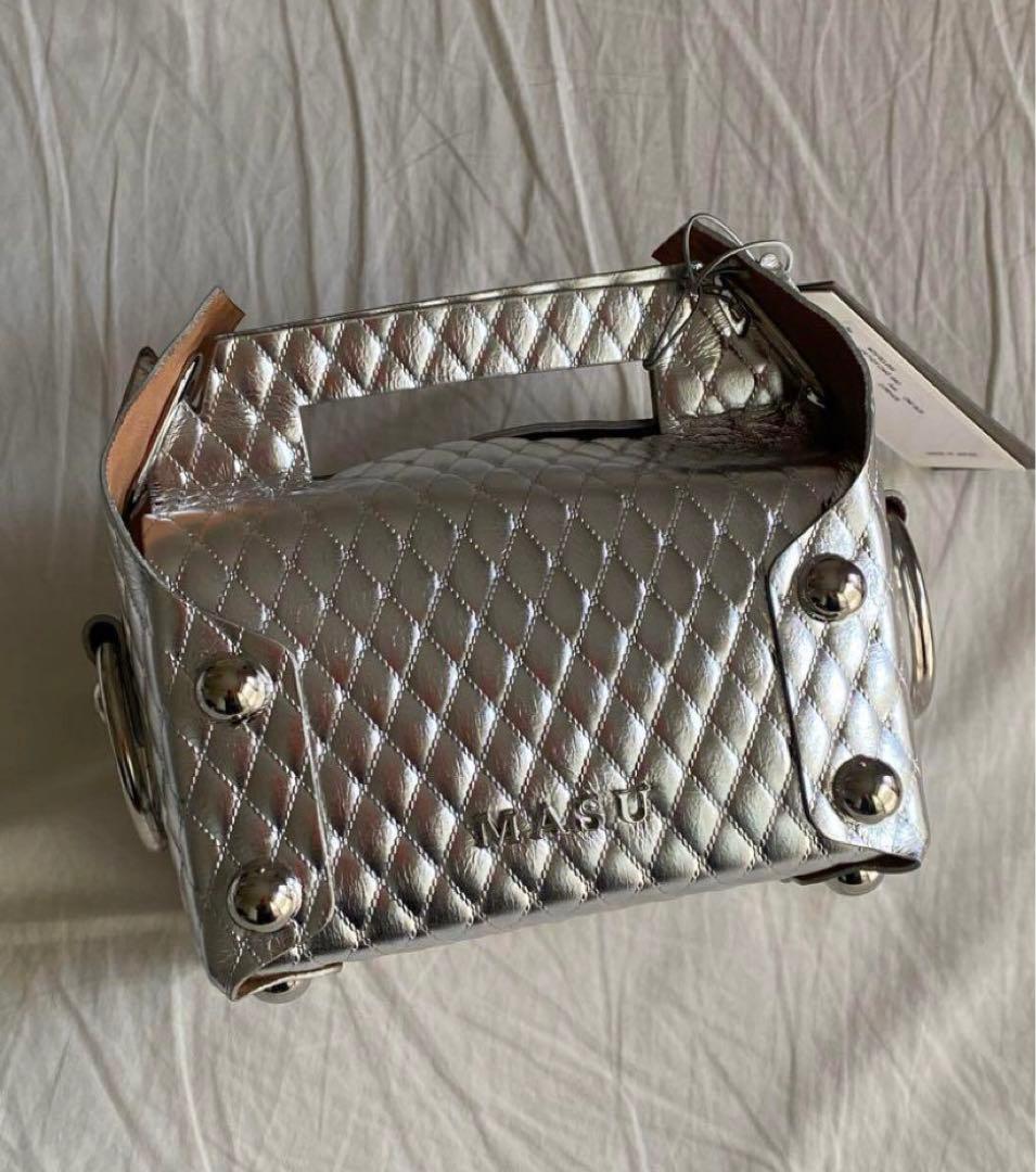 【MASU】25aw LEATHER CAKE BAG シルバー　大きいサイズ