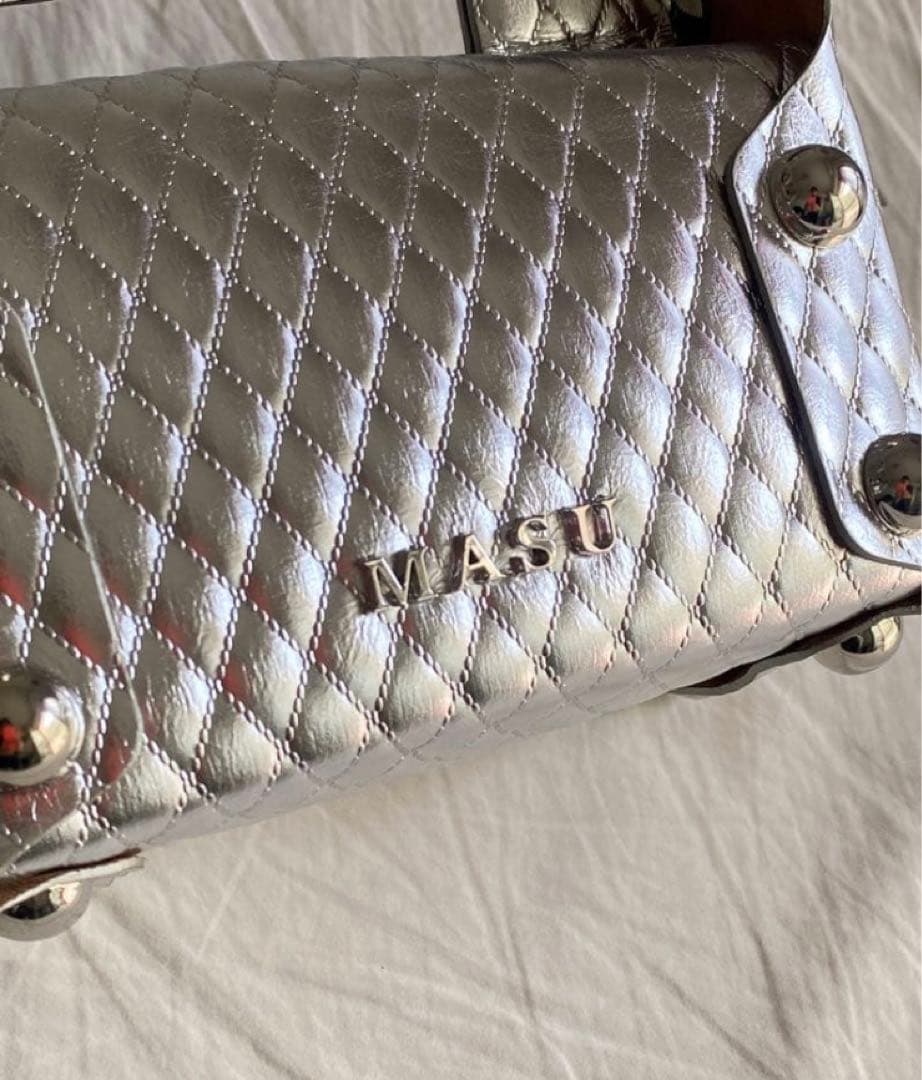 【MASU】25aw LEATHER CAKE BAG シルバー　大きいサイズ