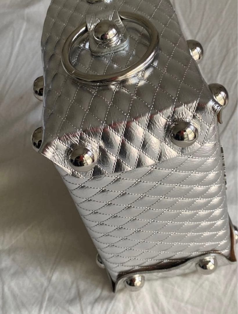 【MASU】25aw LEATHER CAKE BAG シルバー　大きいサイズ