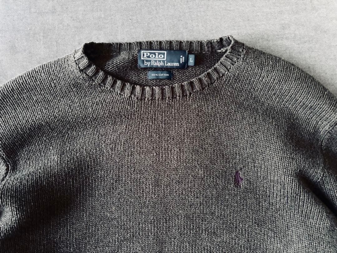 y*様 【美品】　ラルフローレン　コットンニット　グレー　チャコール　90s 後