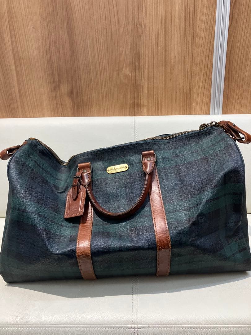 ポロ ラルフローレン ボストンバッグ 2way チェック PVC レザー 大容量