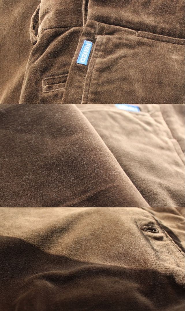 80s 90s KENZO日本製 ベロアパンツ ワイド 光沢 32 メンズ古着L