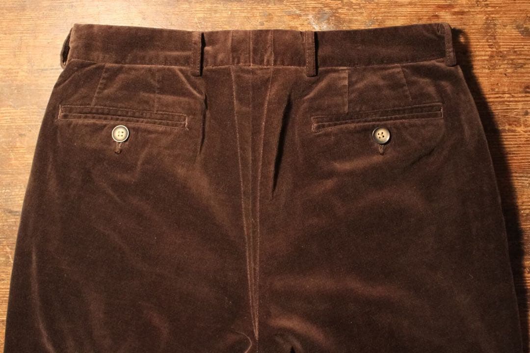 80s 90s KENZO日本製 ベロアパンツ ワイド 光沢 32 メンズ古着L