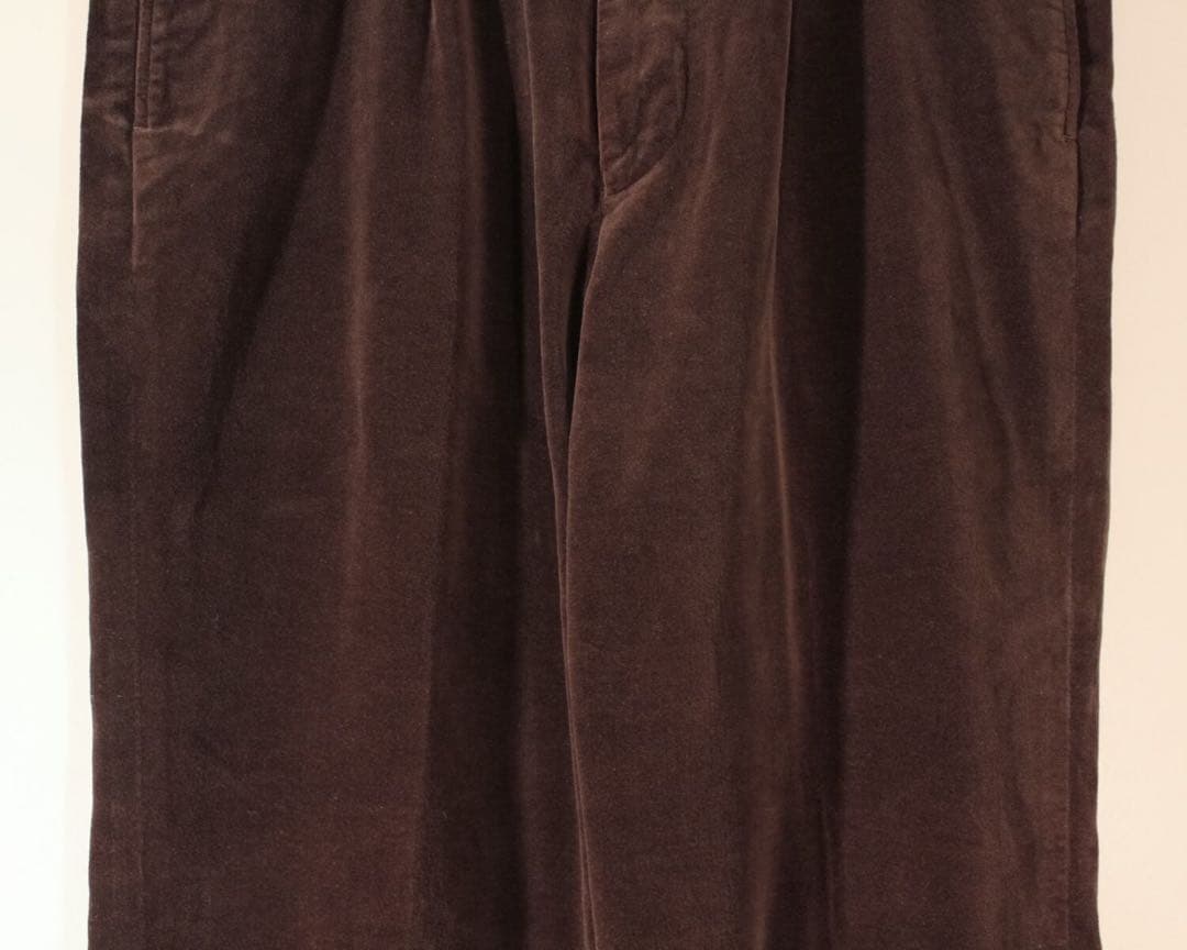 80s 90s KENZO日本製 ベロアパンツ ワイド 光沢 32 メンズ古着L