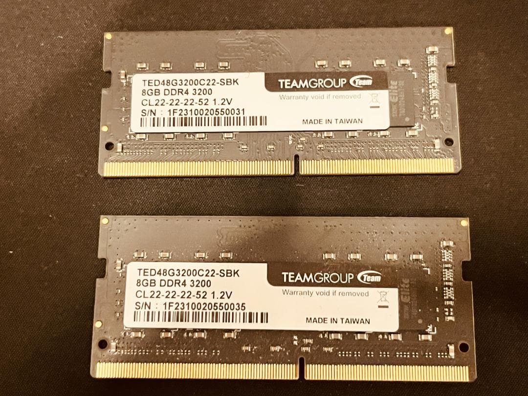 TEAM DDR4 3200 TED48G3200C22-SBK 8GBx2枚