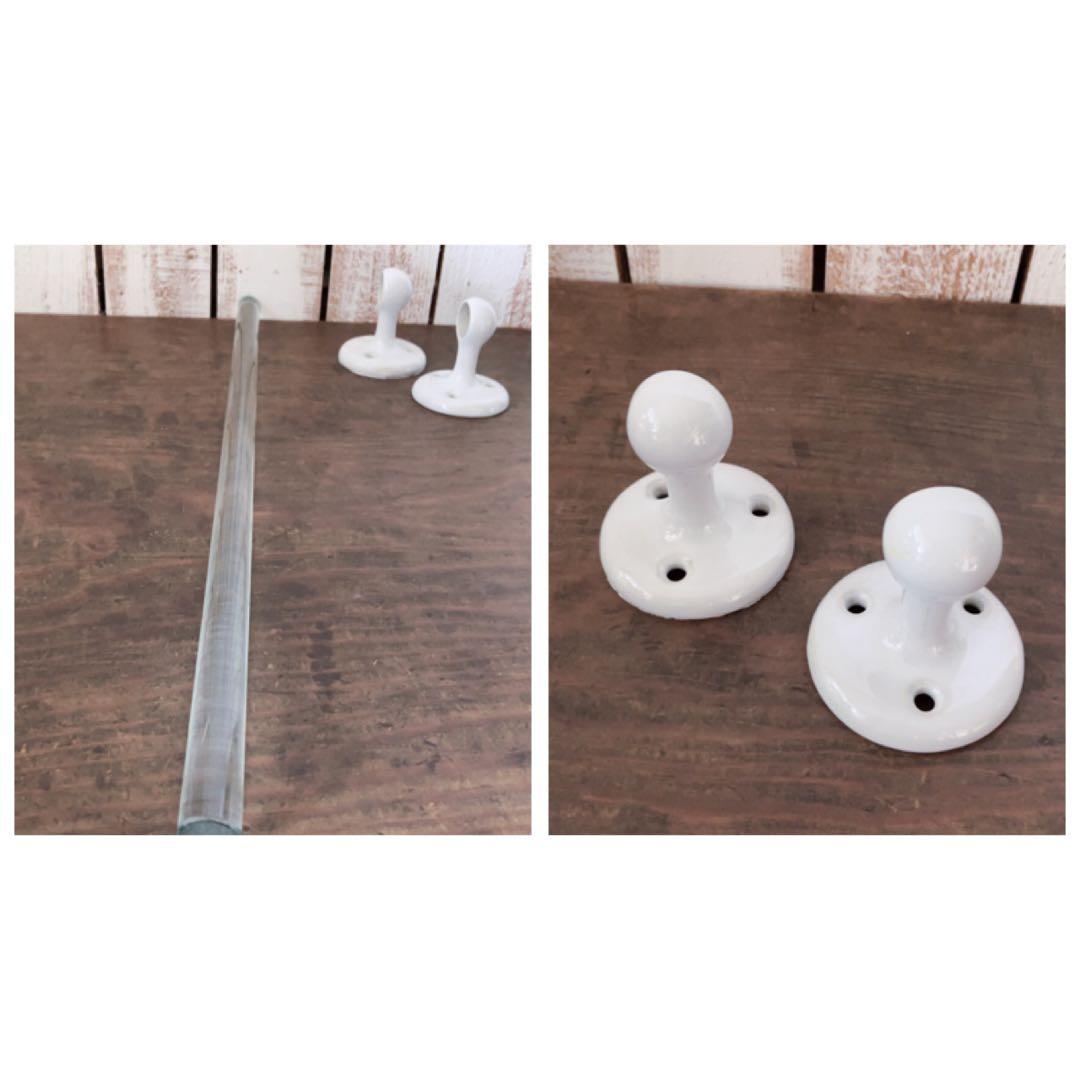 当時物　美品　レア　アンティーク　ガラス棒　タオル掛け　台座　白磁　NO1