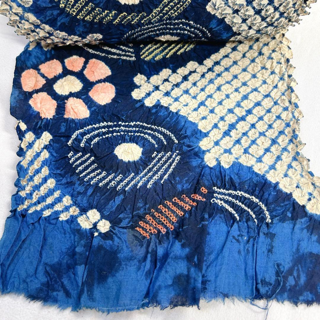 未使用　有松鳴海絞り　反物　浴衣　本絞り　藍染　着物　帯　012k