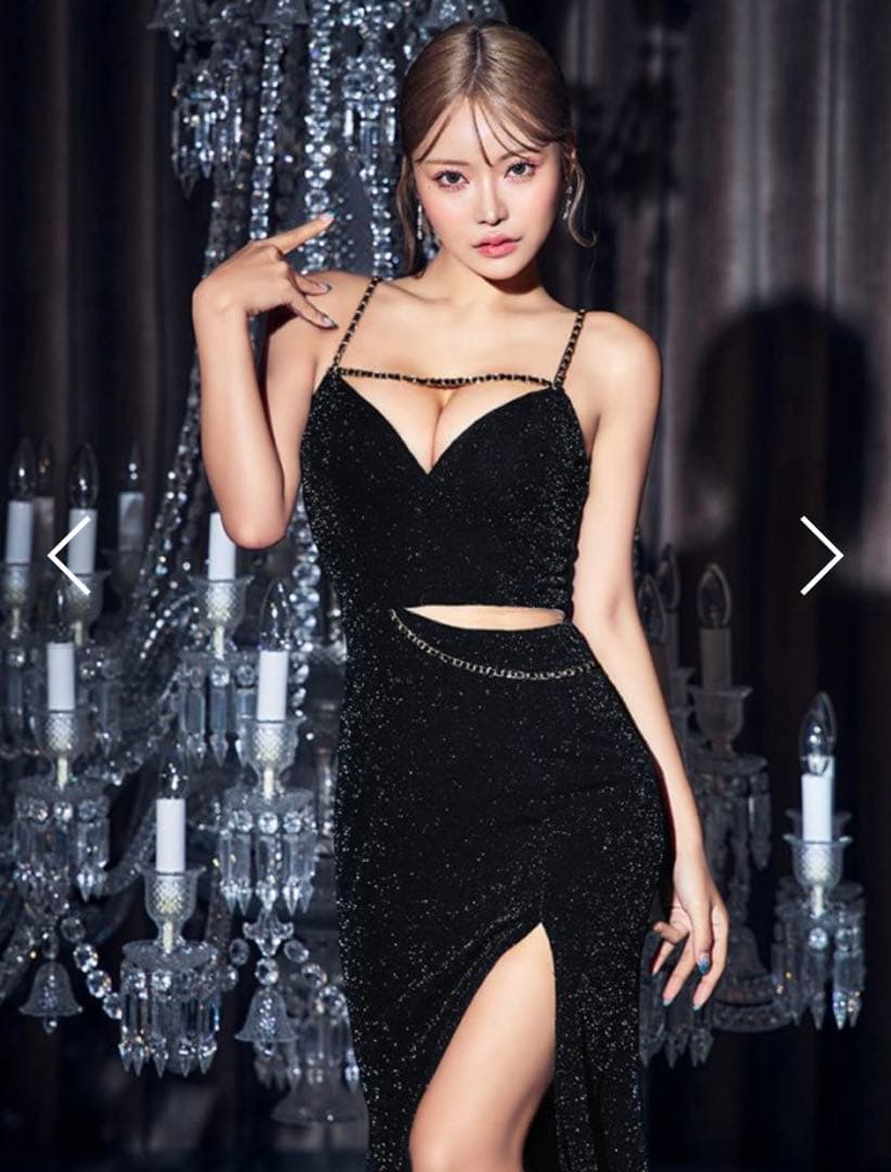 キャバドレス　sugar Jewels ロングドレス　ラメ　チェーン　バースデー