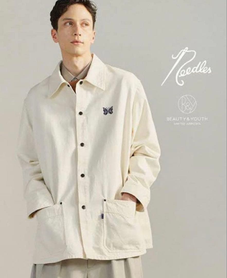 Needles アイボリー カバーオール 蝶刺繍