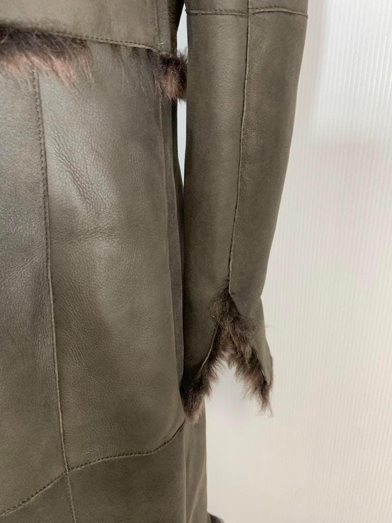 [ブリエ]羊革　リアルファー　レザー　ロング丈コート　イタリア製　美品　高級