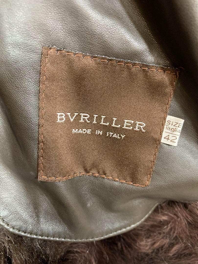 [ブリエ]羊革　リアルファー　レザー　ロング丈コート　イタリア製　美品　高級