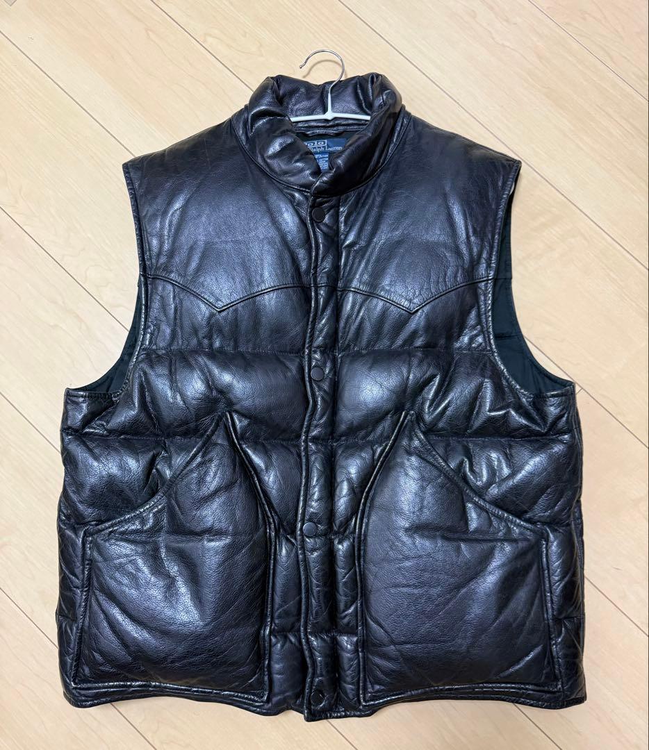 90sラルフローレン レザーダウンベスト Ralph Lauren