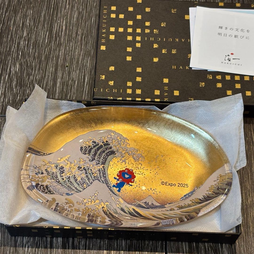 ミャクミャク　ガラストレー　金箔