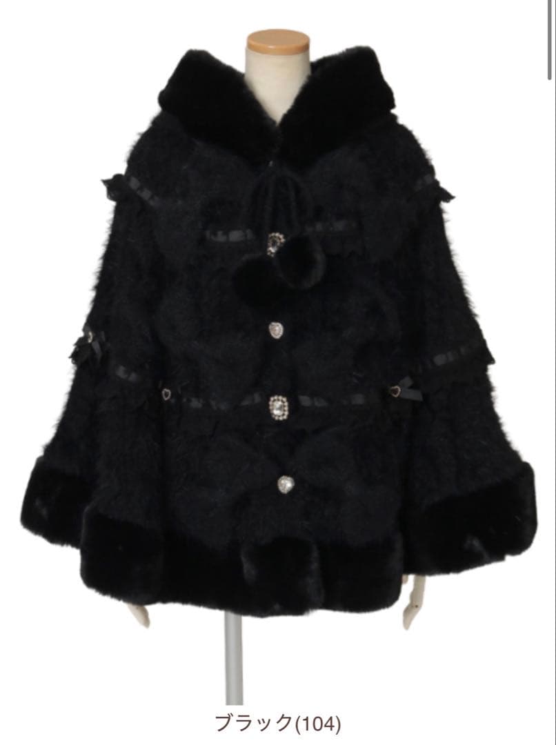 LIZLISA ミルフィーユレースポンチョ ブラック