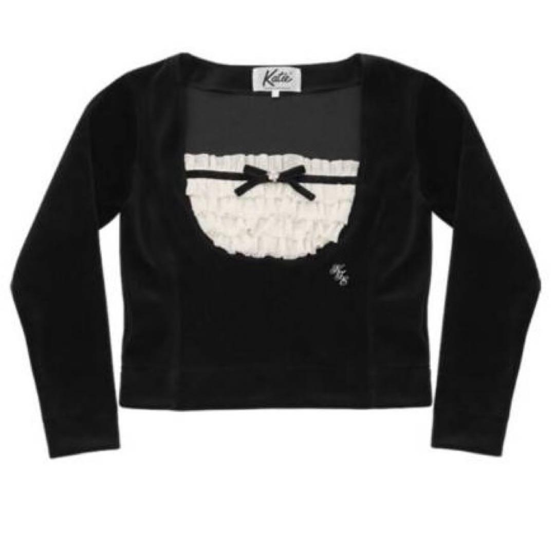 Katie TEA & CAKE ​ベロアロングトップス　ブラック　XSサイズ