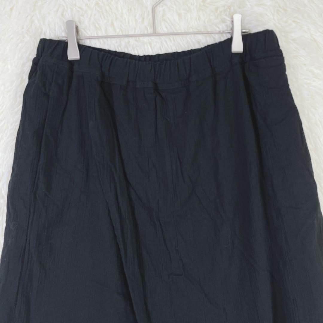 【ソウソウ】ブラック ウエストゴム クロスデザイン 板尾織物 コットン100％