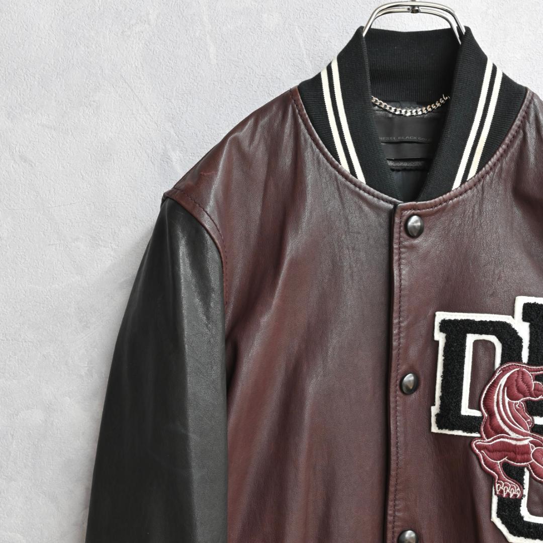 高級ライン&本革✨DIESEL BLACKGOLD スタジャン 44 パッチ付
