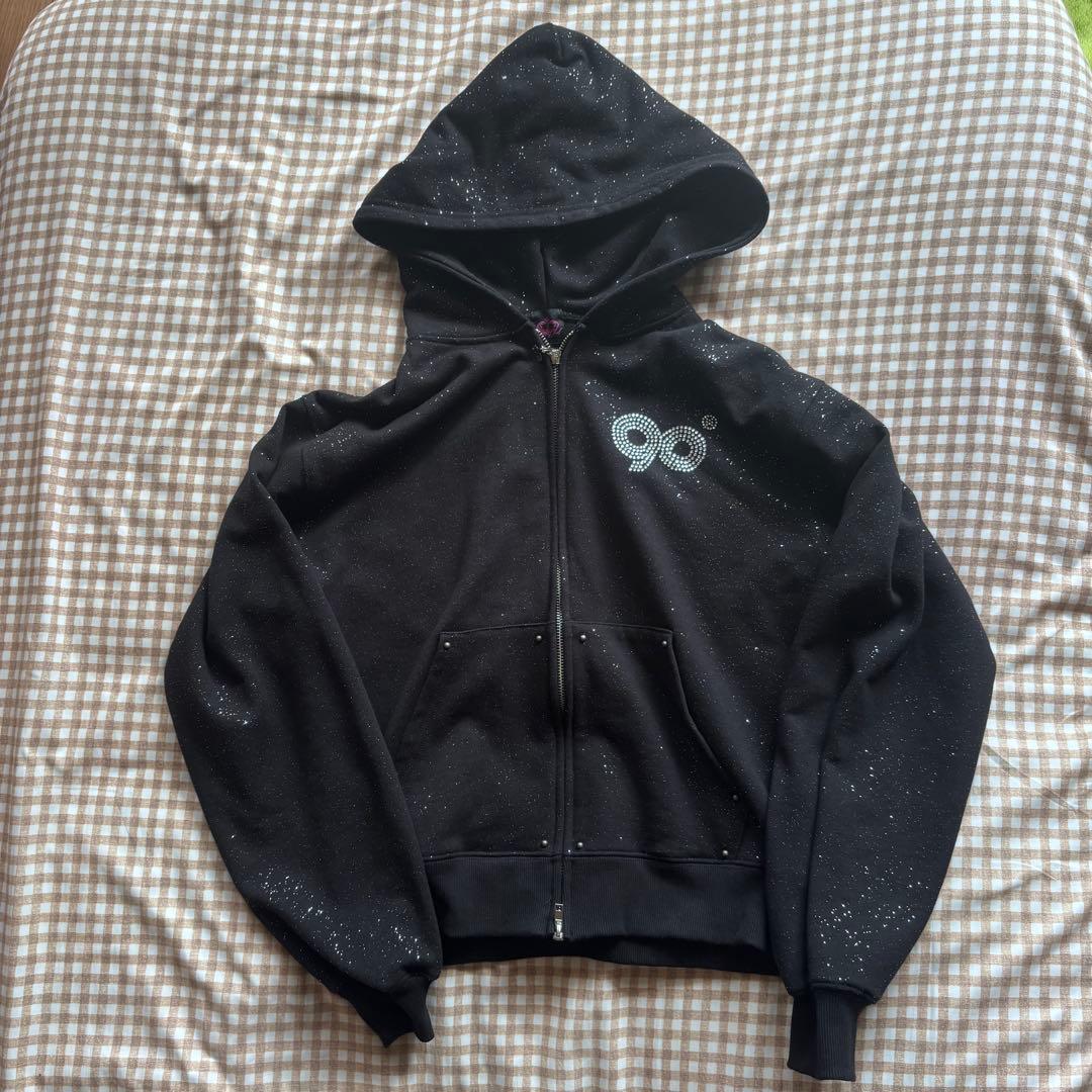 トップス 9090 girl Logo Glitter LightZip Hoodie