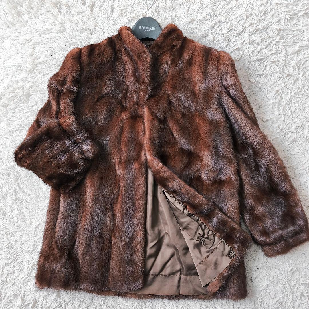 【美品 高級◎】総丈73 毛皮 ミンク ファーコート ボリューム◎ 極暖 L