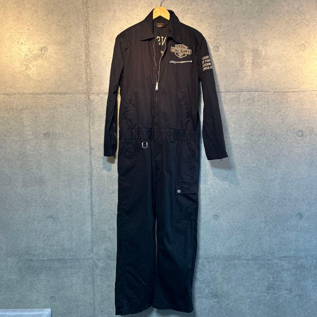 アメカジ　VANSON ブラック オーバーオール　つなぎ