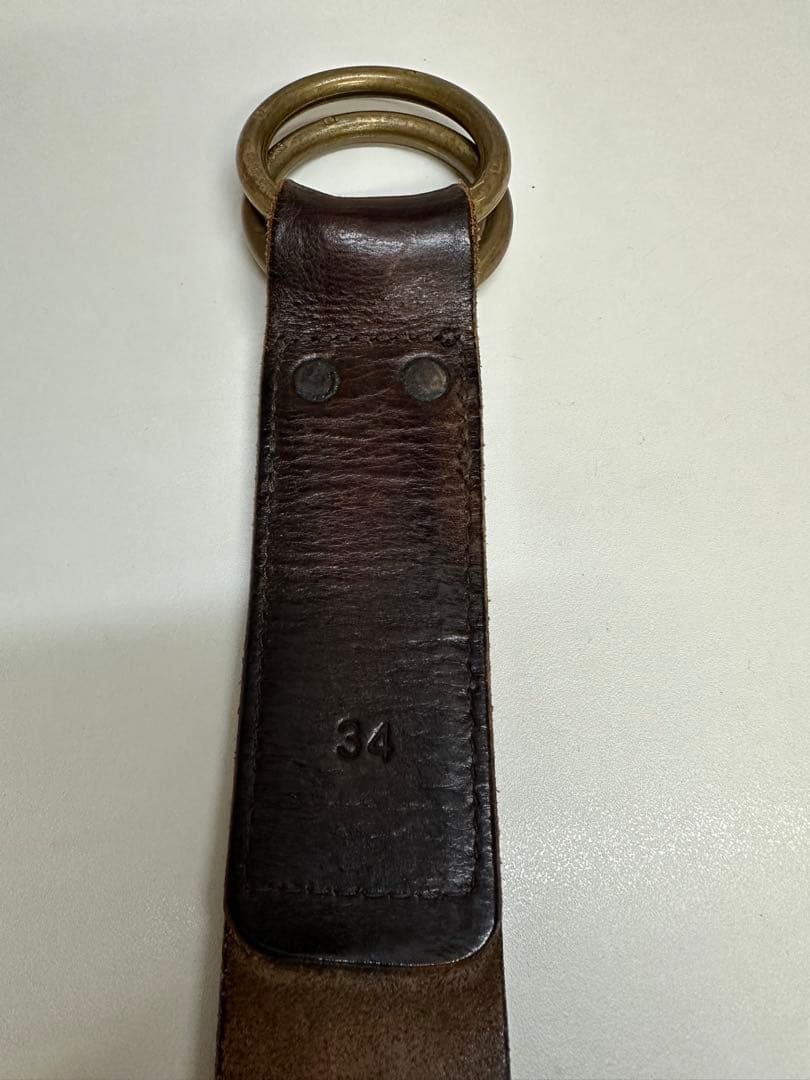 RRL ダブルアールエル　ブラウンレザーリングバックルベルト34